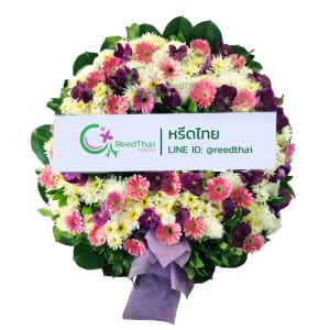 พวงหรีด พวงหรีดดอกไม้สด A03 Reedthai