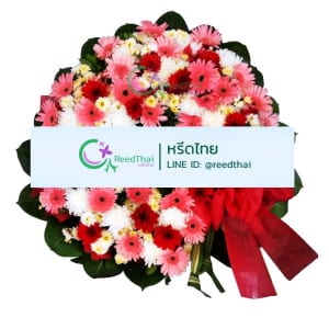 พวงหรีด พวงหรีดดอกไม้สด A04 Reedthai