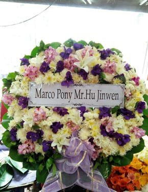 ร้านพวงหรีดวัดนางนองวรวิหาร พวงหรีดจากmarco Pony Mr.hu Jinwen